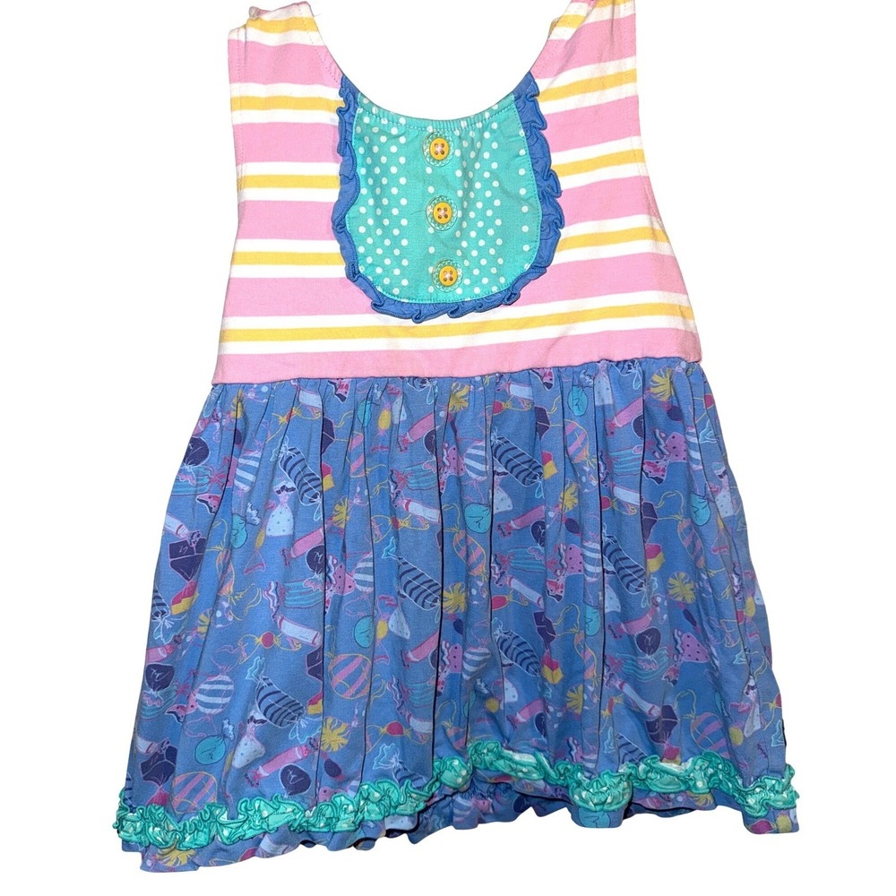 Matilda Jane Sugary & Sweet tunic Size 6 Candy Stripe Ruffle Dress